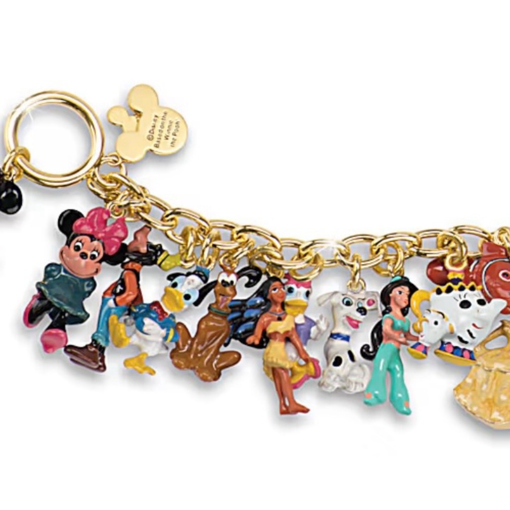 Disney Gold Charm Bracelet with Colorful Characters - Picture 5 of 7